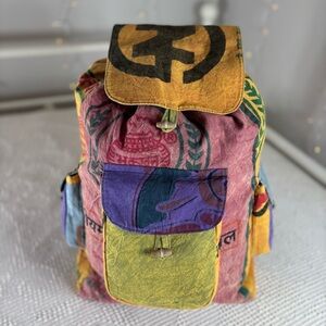 Flying High Backpack Patchwork Reversible Cotton Rice Pack Festival Travel Gift